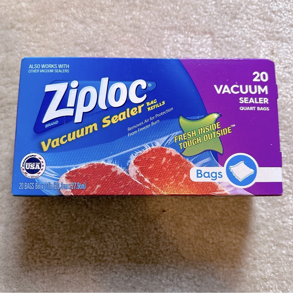 Ziploc Vacuum Sealer bag refills 20 quart bags